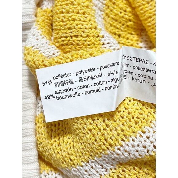 Zara Oversized Striped Knit V-Neck Sweater Vest Sleeveless Yellow White Small - Picture 7 of 12